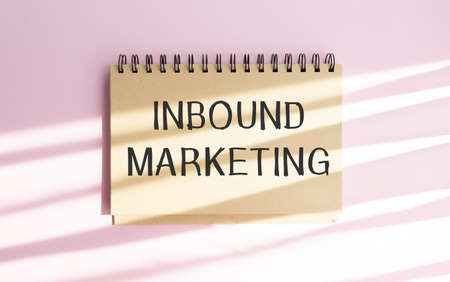 Notebook with Tools and Notes About Inbound Marketingの写真素材