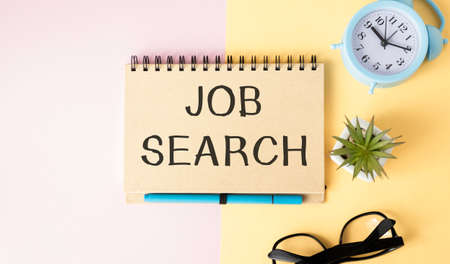 Notepad with words job search business conceptの写真素材