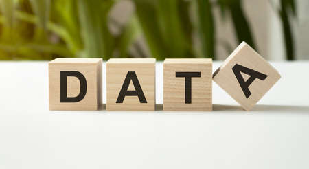 DATA word written on wooden cubes with copy spaceの写真素材