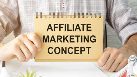Affiliate Marketing Concept text on card in male handsの写真素材