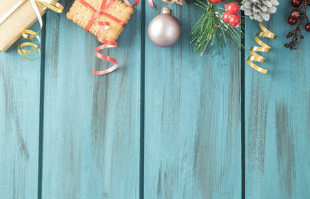 Christmas background. Frame made of fir branches. Wallpapers. Flat, top view. Merry christmas card....