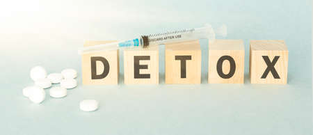 word detox on colorful wooden cubes. medical conceptの写真素材