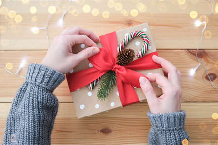 Packing of the christmas presents on a white background