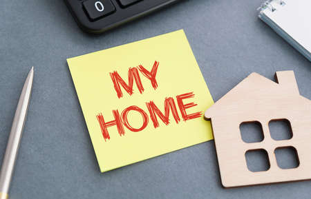 My Home text on a the wooden table concept. Property business conceptの写真素材