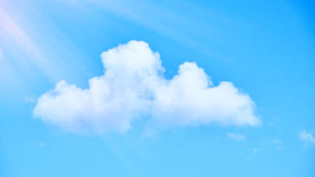 Beautiful blue sky with sunbeams and clouds, Beautiful blue sky.の写真素材