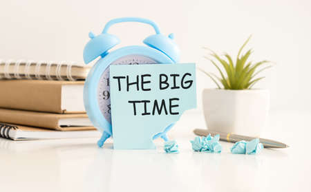 The Big Time text on the sticker glued to the alarm clock.の写真素材