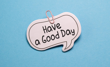 Have a Good Day text on card isolated on blue backgroundの写真素材