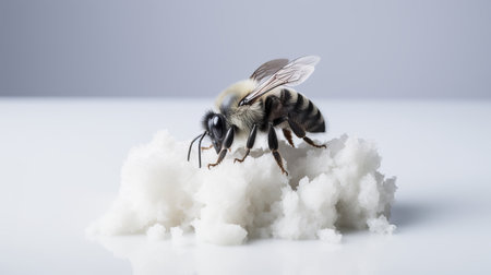 Honey bee sitting on sugar cubes - high-quality stock photoの素材