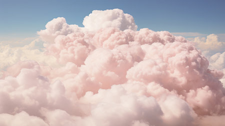 Tranquil Wonder. Idyllic Blue Sky with Fluffy Cotton Candy Clouds for Product Placementの素材