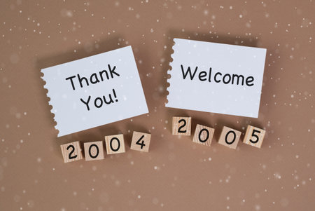 New year transition thanking 2024 and welcoming 2025 corporate office digital content professional...