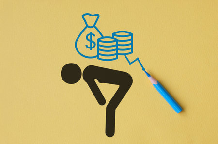 A man is drawing a picture of a person with a pencil and a stack of money. The money is in the shape...