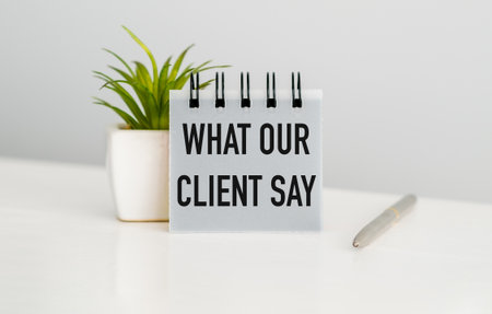 What Our Clients Say man hand on table Business, coffee, Split toneの写真素材