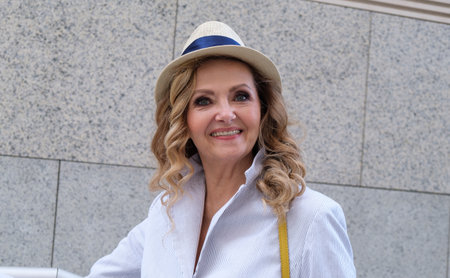 Portrait of a beautiful mature woman looking at camera and smiling, Close up of a joyful elderly...