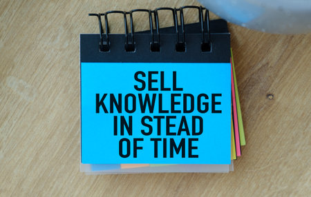 A blue and yellow sticky note with the words If Sell Knowledge In Stead of Time written on it