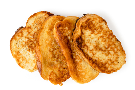 Fried bread on a white. The view from the top.の写真素材