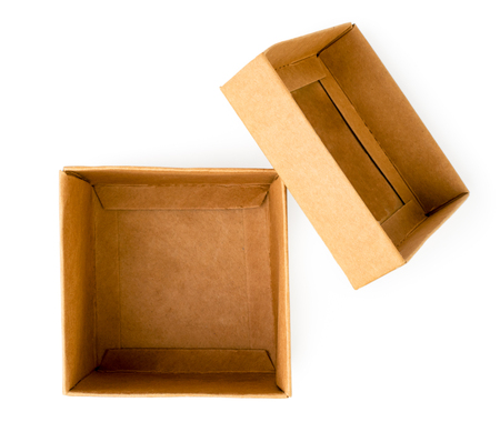 Cardboard box and lid on a white. The form of the top.