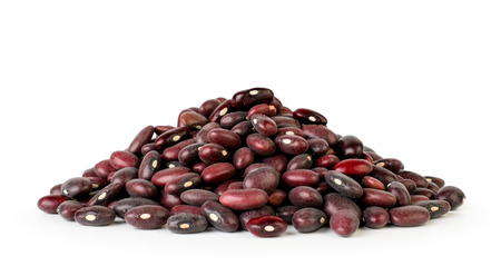 Bunch of red beans close up on a white. Isolated.