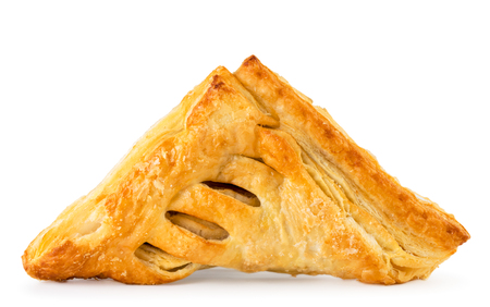 Puff pastry closeup on a white background.の写真素材