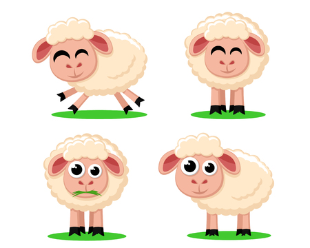 Set of cute sheep on a white background.のイラスト素材