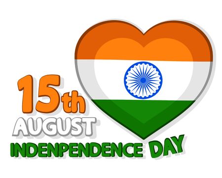 Heart painted in the flag of India and a congratulatory text on a white. Independence dayの写真素材