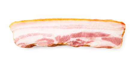 Piece of smoked pork neck on a white background, isolated. The view of the top.の写真素材