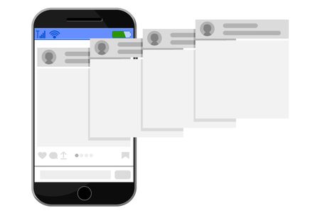 Mobile phone puts the post on the Internet on a white background.のイラスト素材