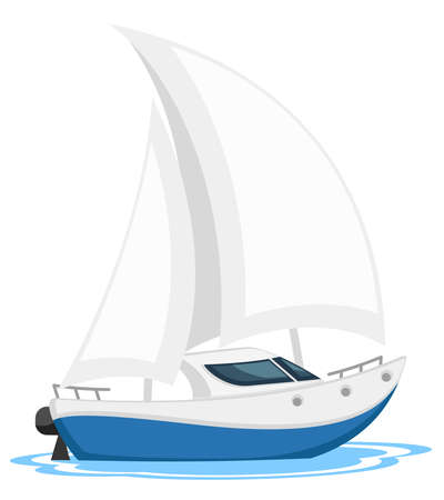 Yacht sailing in water on white background, isolatedのイラスト素材