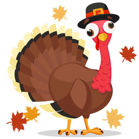 Turkey stands on a white background. Thanksgiving Dayのイラスト素材