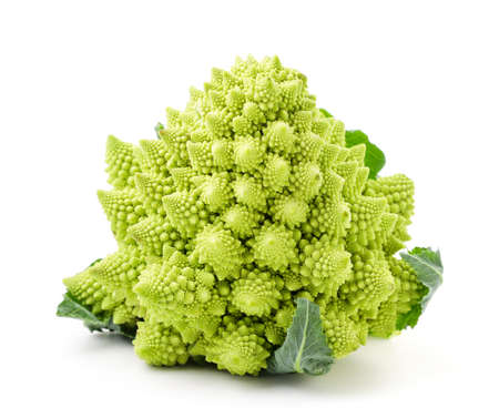 Romanesco cabbage close-up on a white background. Isolatedの写真素材