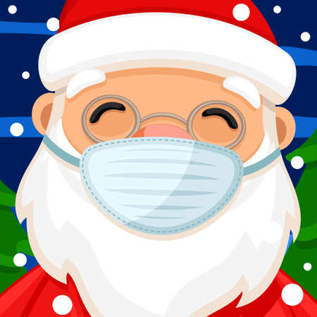 Santa claus in a medical mask close up. Merry christmas and new yearのイラスト素材