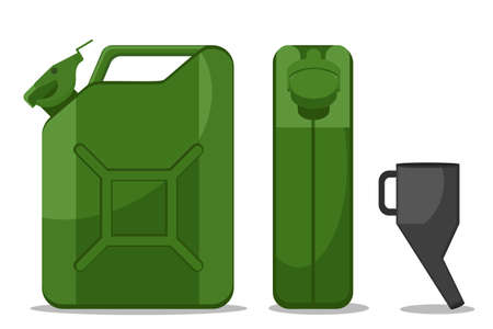 Set of metal canister and watering can for gasoline on a white backgroundのイラスト素材