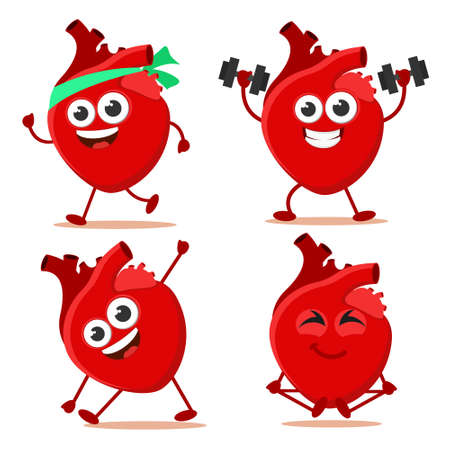 Heart goes in for sports set on a white background. The characterのイラスト素材