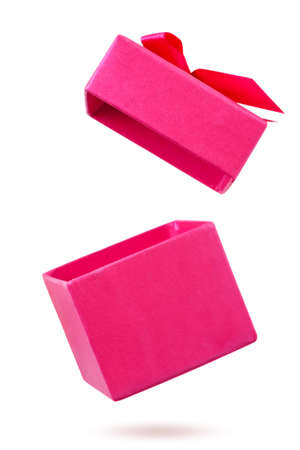 Open gift box drops close-up on a white background, cut out. Isolated