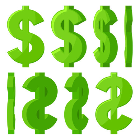 Set of dollar sign spinning on a white background.のイラスト素材