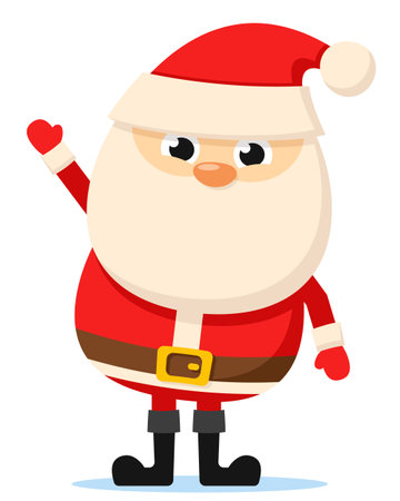 Santa claus stands and waves his hand on a white background. characterのイラスト素材