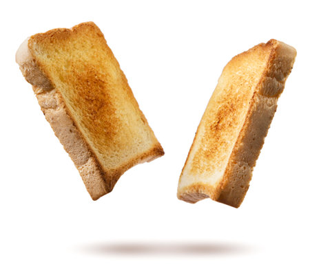 Toast bread close-up on a white background. isolatedの写真素材