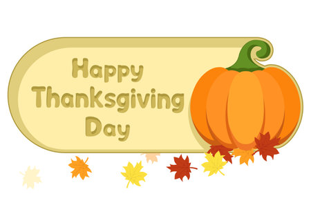 Button pumpkin with autumn leaves close-up on a white background. Thanksgiving Dayのイラスト素材