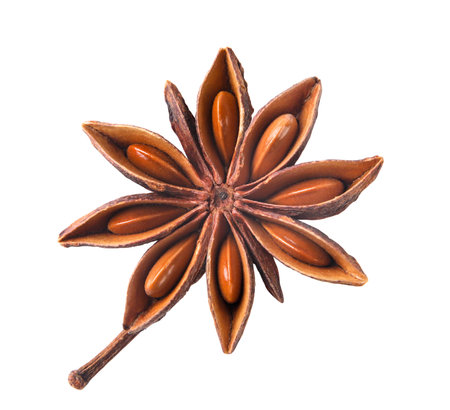 Star anise close-up on a white background. Isolatedの写真素材