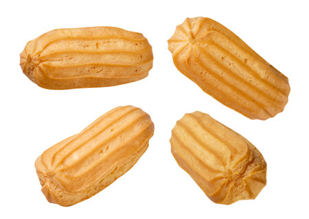 Set of eclairs close-up on a white background. Isolated