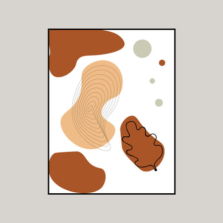 vector illustration. hand drawn art. abstract poster. contemporary backgrounds. mid-century wall decor. Design elements for postcard, book cover, flyer, brochure, gift card.のイラスト素材
