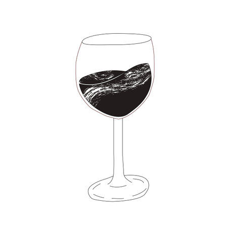 a glass of wine with the seaのイラスト素材