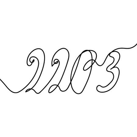 Continuous line 2023 lettering. single path drawing. vector illustration.