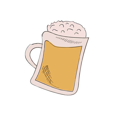 Beer mug with foam icon. Line, glyph and filled outline colorful version, Glass of beer outline and filled vector sign. Bar, pub symbol,  illustration. Beer mug with foam iconのイラスト素材