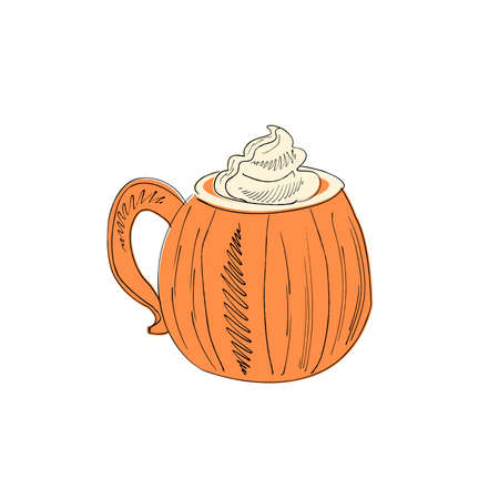 Vector hand drawn poster - Pumpkin spice and everything nice. hand lettering autumn illustrationのイラスト素材