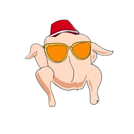 Turkey in glasses and hat on isolated background vectorのイラスト素材