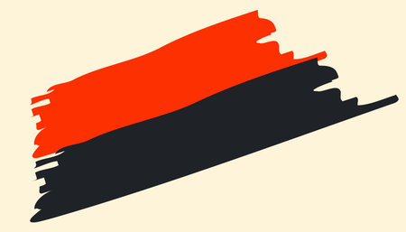 Coat of Arms of Ukrainian Nationalists (OUN-UPA) against the background of the red-and-white flag . vector illustrationのイラスト素材