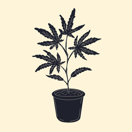 illustration of the green bush of the plant hemp. cartoon vector illustrationのイラスト素材
