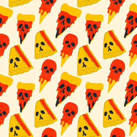 Seamless pattern. Food with the face of a chaperone for the day of Halloween. Vectorのイラスト素材