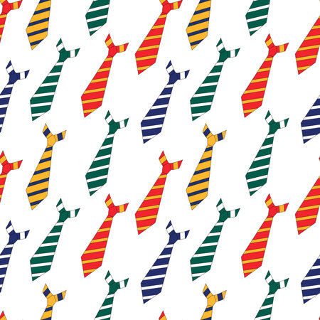 Seamless pattern set of ties of different colors. vector set in cartoon styleのイラスト素材