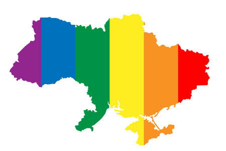 Ukriane LGBTQ gay pride flag mapのイラスト素材